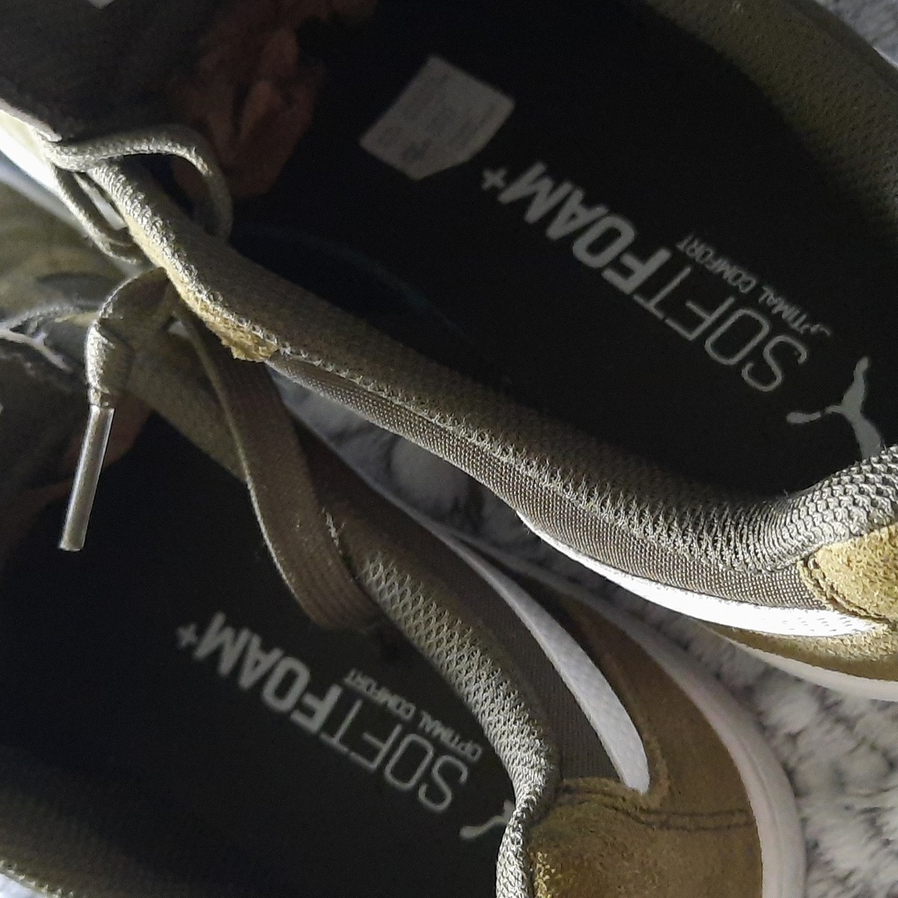 Puma Men's 10 Olive Suede Sneakers, Worn Once Indoors Display, New w Box - Picture 8 of 11